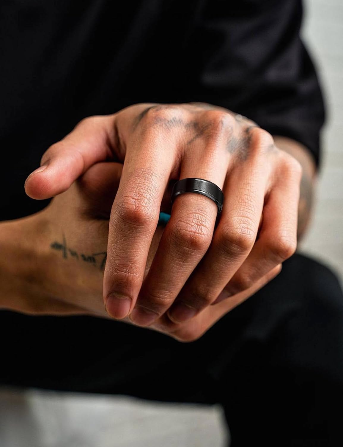 CASSIECA Anillo Hombre Tungsteno Anillo Para Hombre Negr/Plata/Oro 8MM Anillos De Compromiso Promesa Boda Superficie Mmate Borde Pulido Tallas 52-72